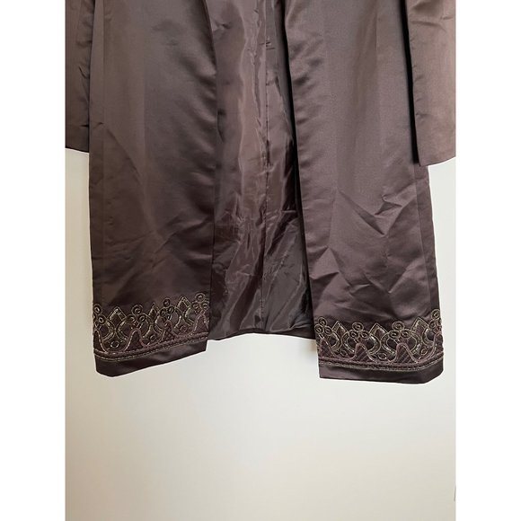Kasper Bronze Knee Length Embroidered Coat - Size 8 - Picture 10 of 14